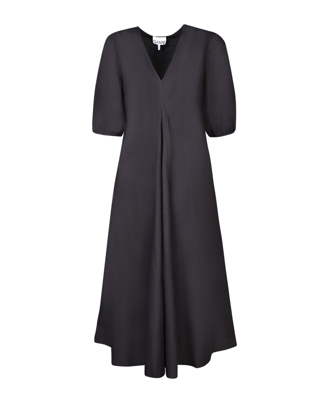 Ganni Cotton Midi Dress - Black