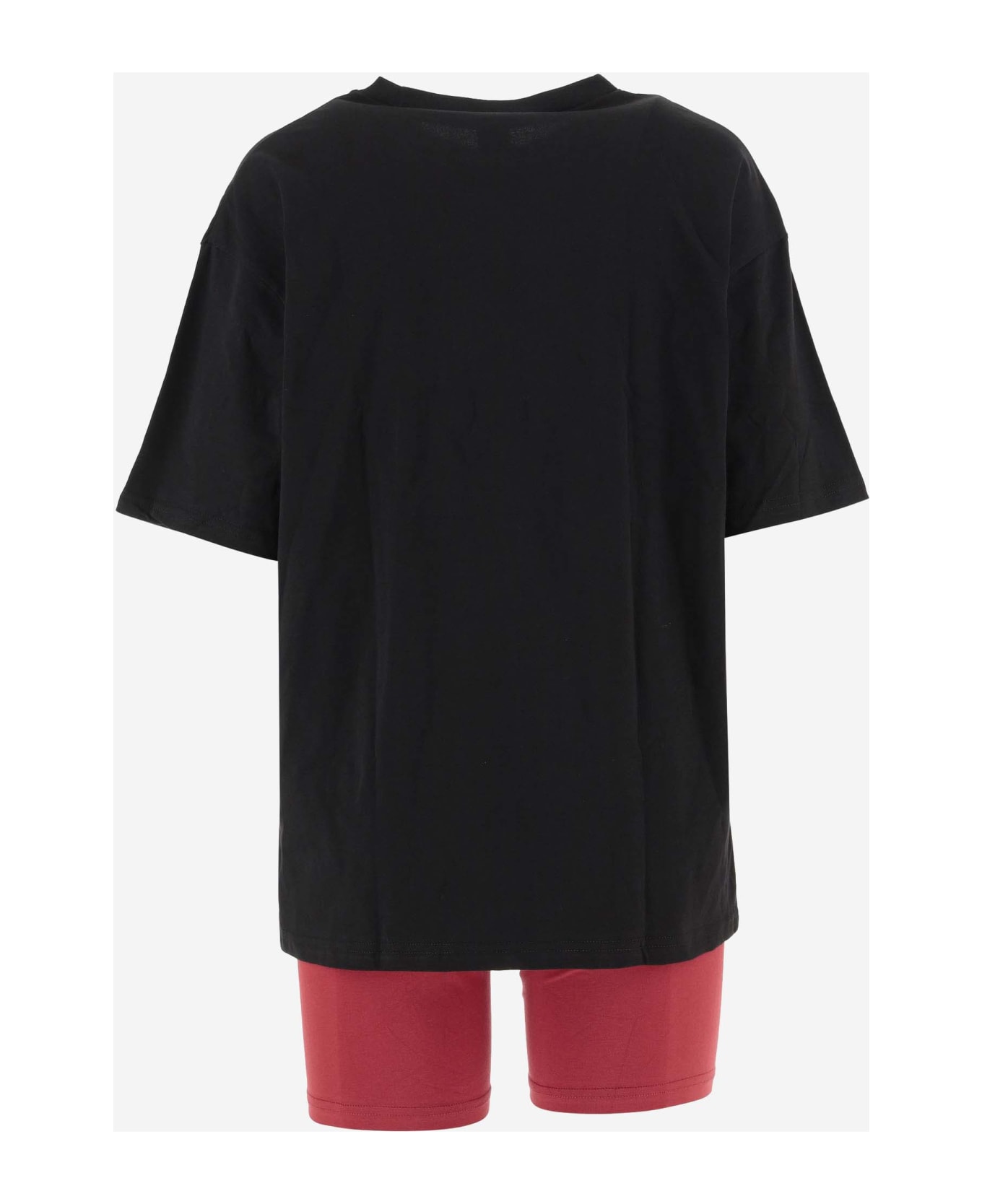 Karl Lagerfeld Stretch Cotton Top And Shorts With Logo - Red