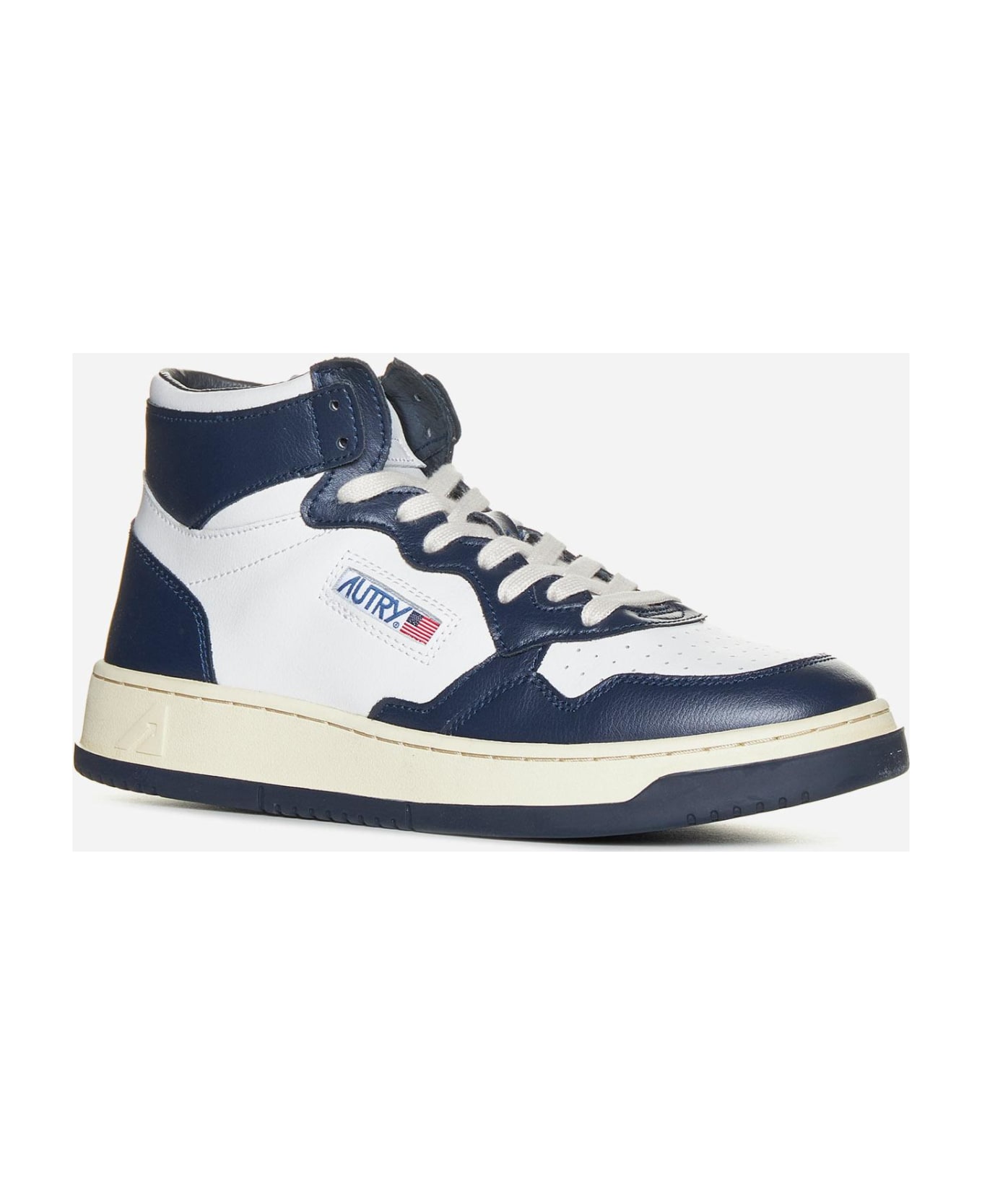 Autry Medalist Leather Mid-top Sneakers - Wht blue