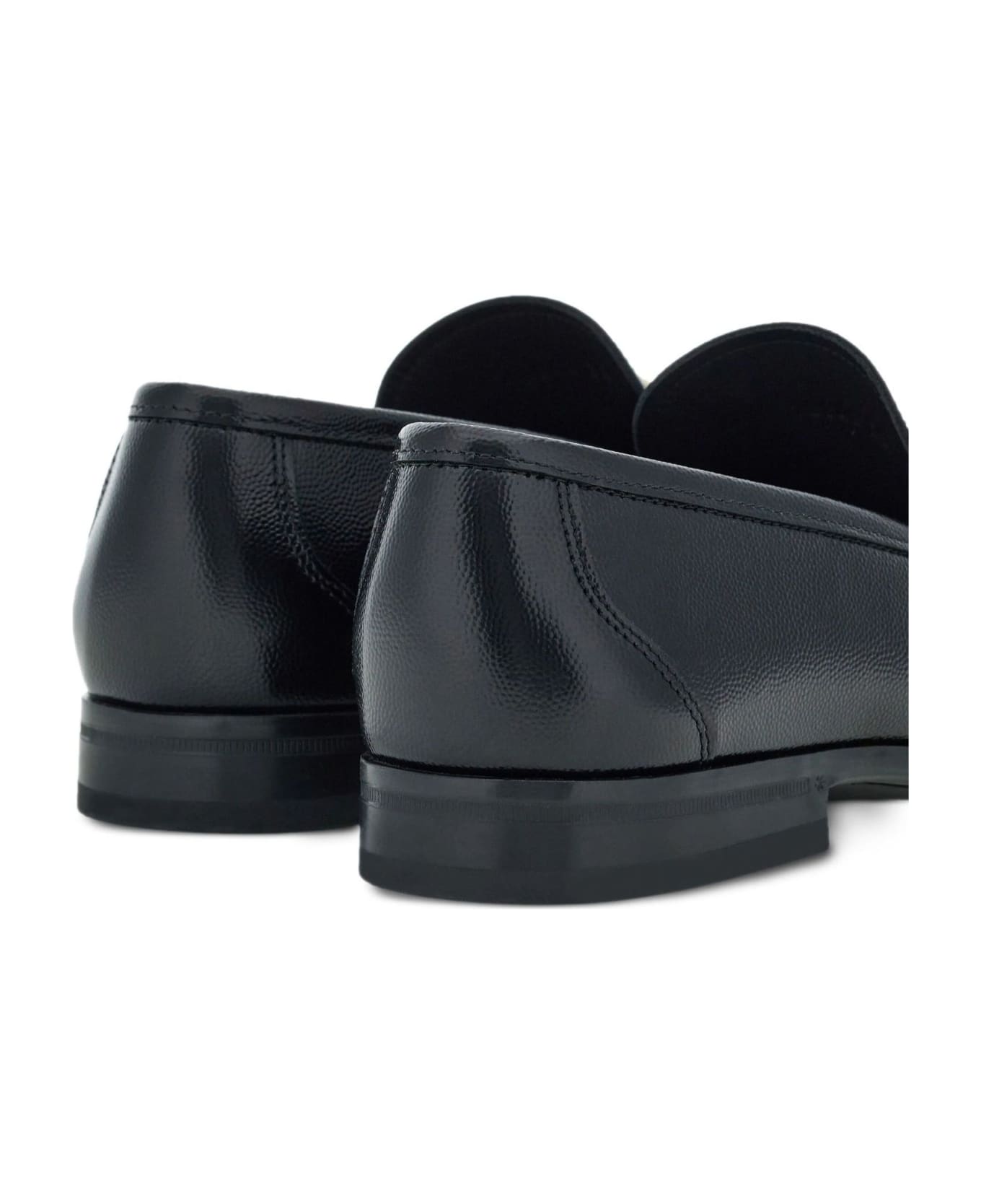 Ferragamo Black Leather Loafer - Black ローファー＆デッキシューズ