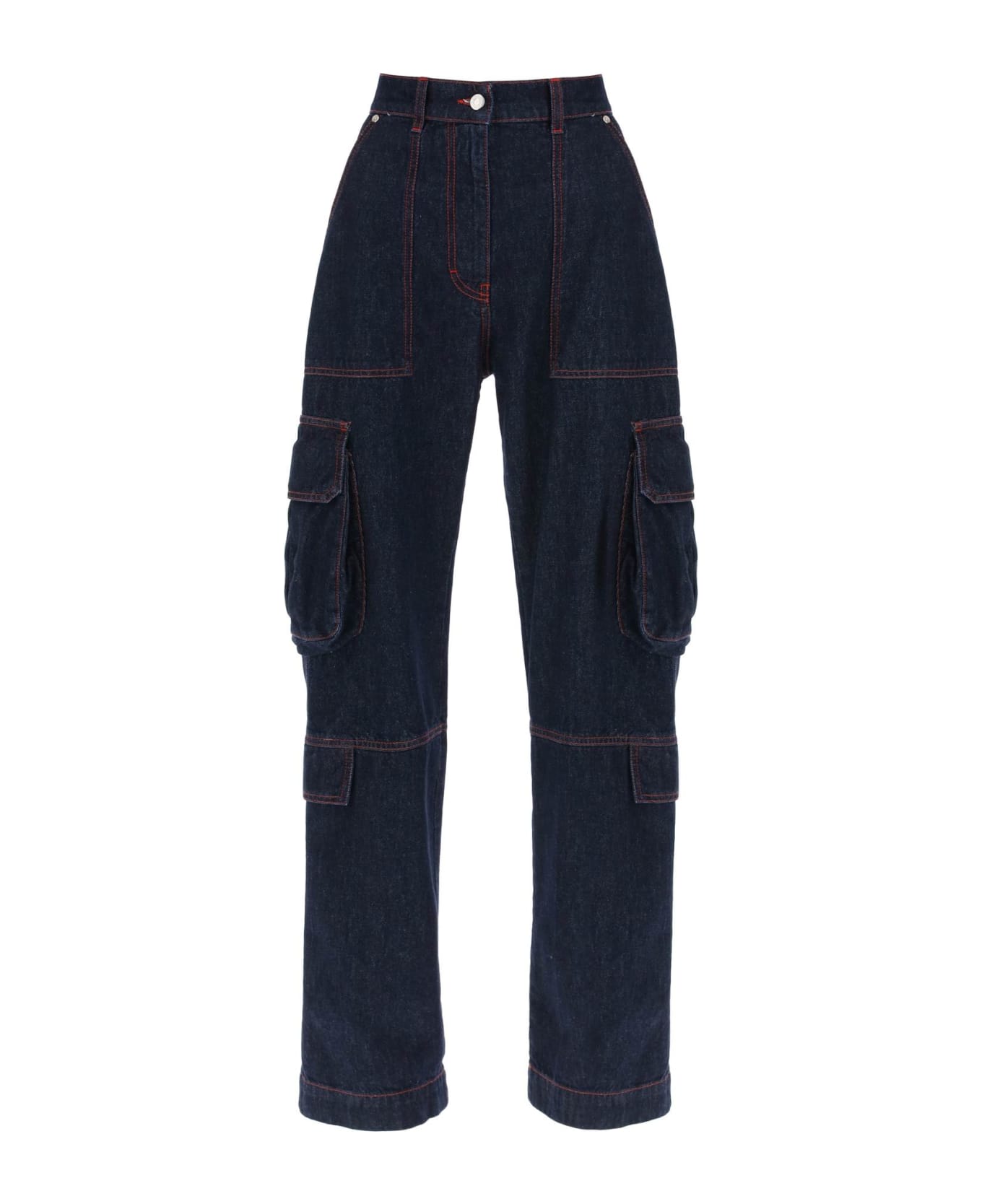 MSGM Cargo Jeans With Flared Cut - Blue