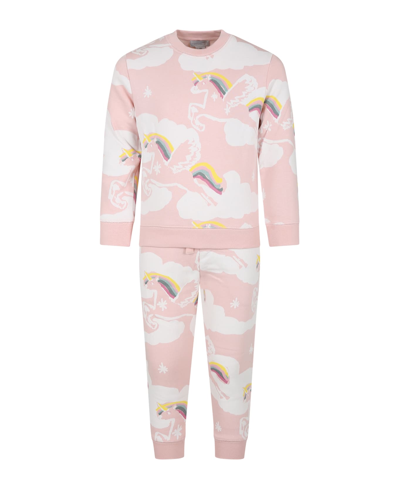 Stella McCartney Kids Pink Suit For Girl With Unicorn - Pink