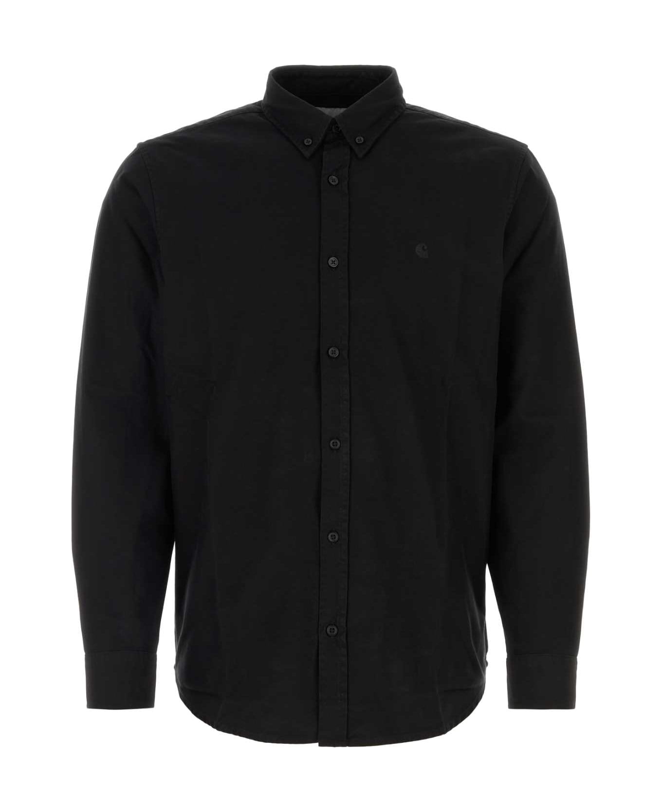 Carhartt Black Oxford L/s Bolton Shirt - BLACKGARMENTDYED