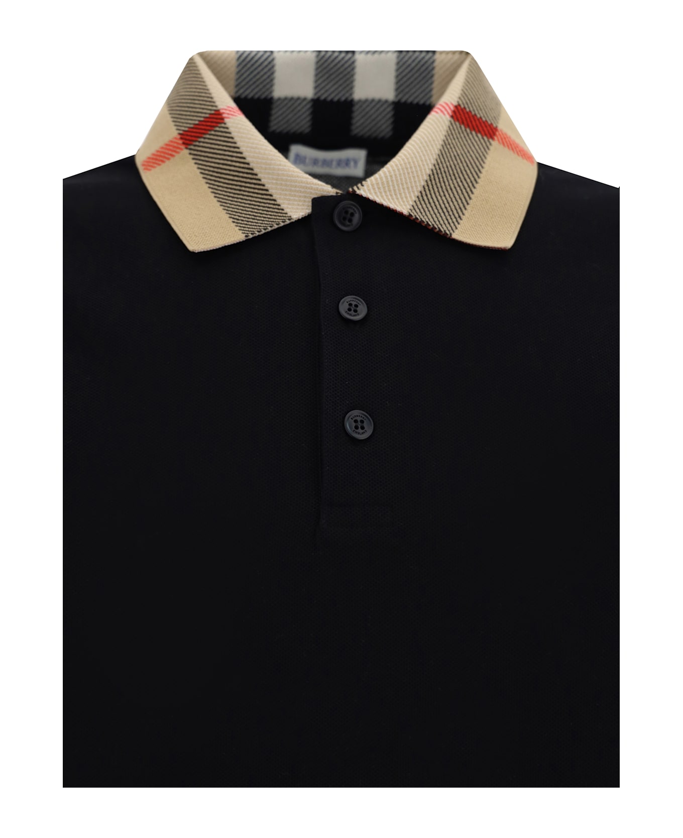 Burberry Long Sleeve Polo Shirt - Black