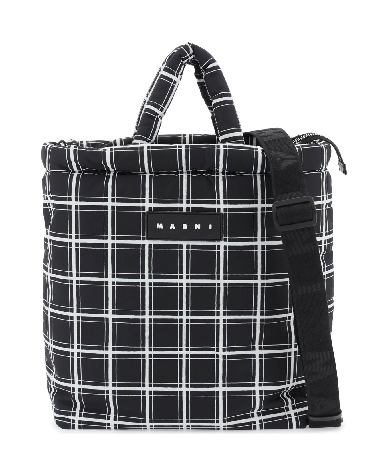 Marni Check Tote Bag - BLACK (White)