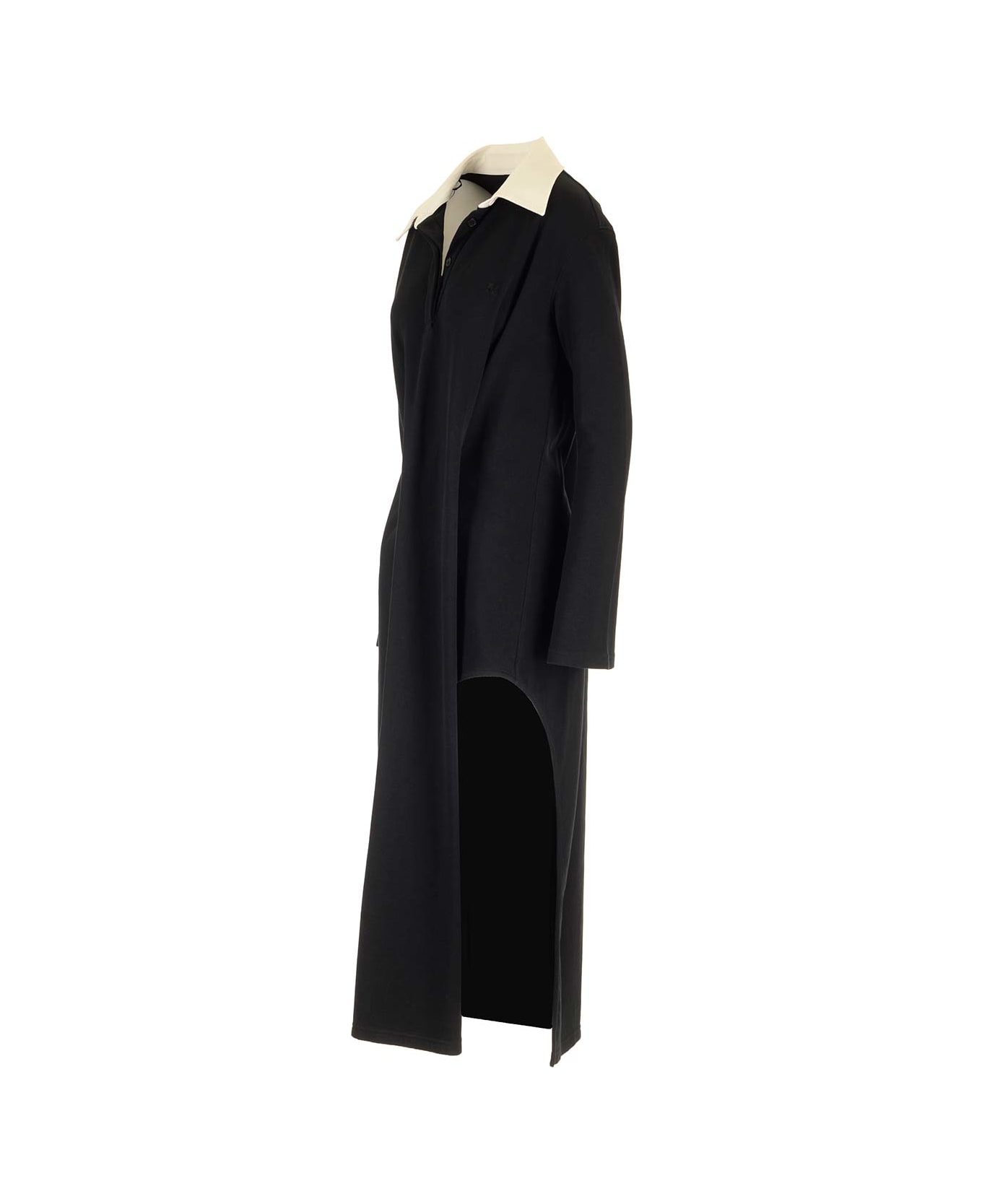 Courrèges Long Black Dress With Wide Pointed Collar - BLACK ワンピース＆ドレス