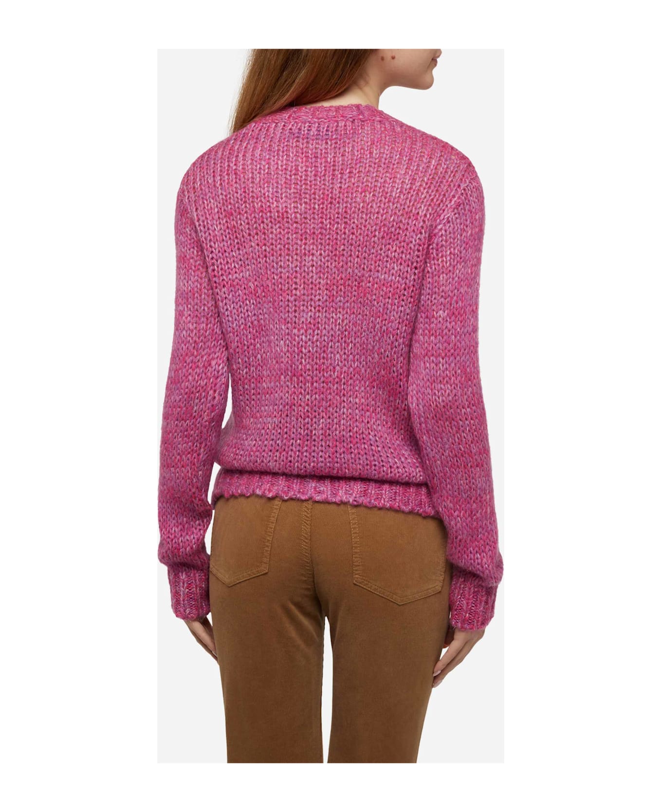 MC2 Saint Barth Woman Crewneck Soft Sweater With Cold Out Hot In Embroidery - PINK