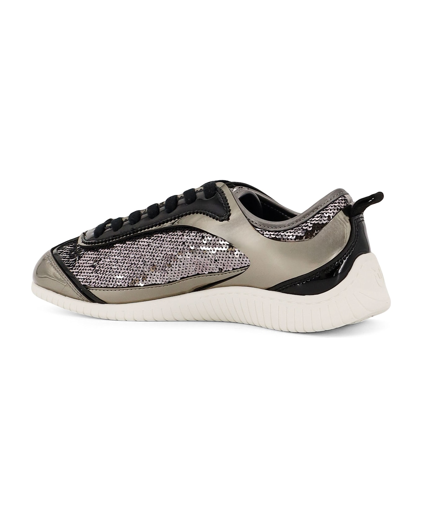 Pinko Reby 10 Mirror Fabric Sneakers With Sequins - Grey