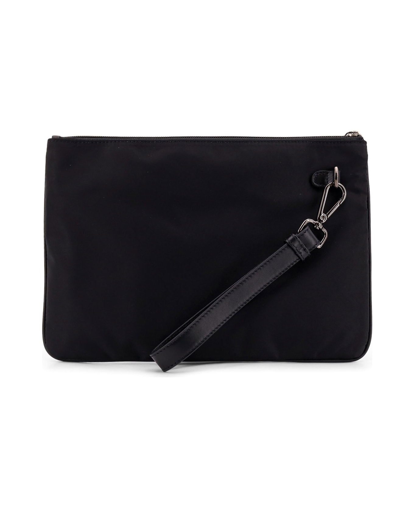 Kiton Nylon Clutch With Metal Logo - Black