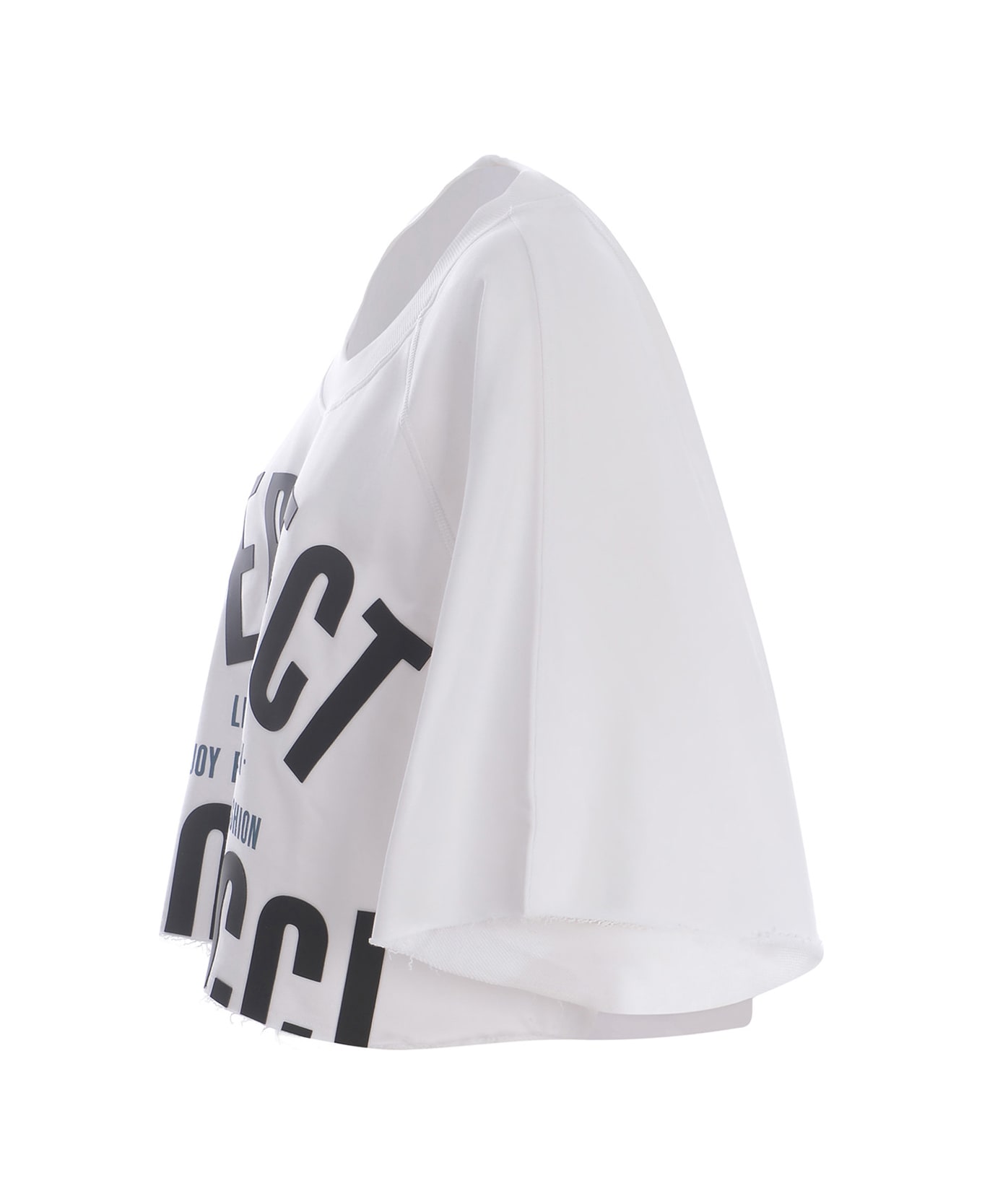 Fiorucci Crop Sweatshirt Fiorucci "archivio" Made Of Cotton - Bianco フリース