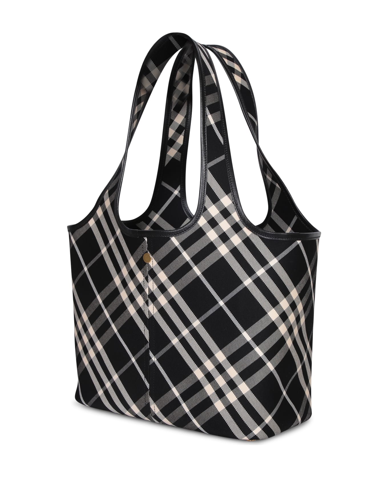 Burberry Embroidered Canvas Small Check Shopping Bag - BLACKCALICO