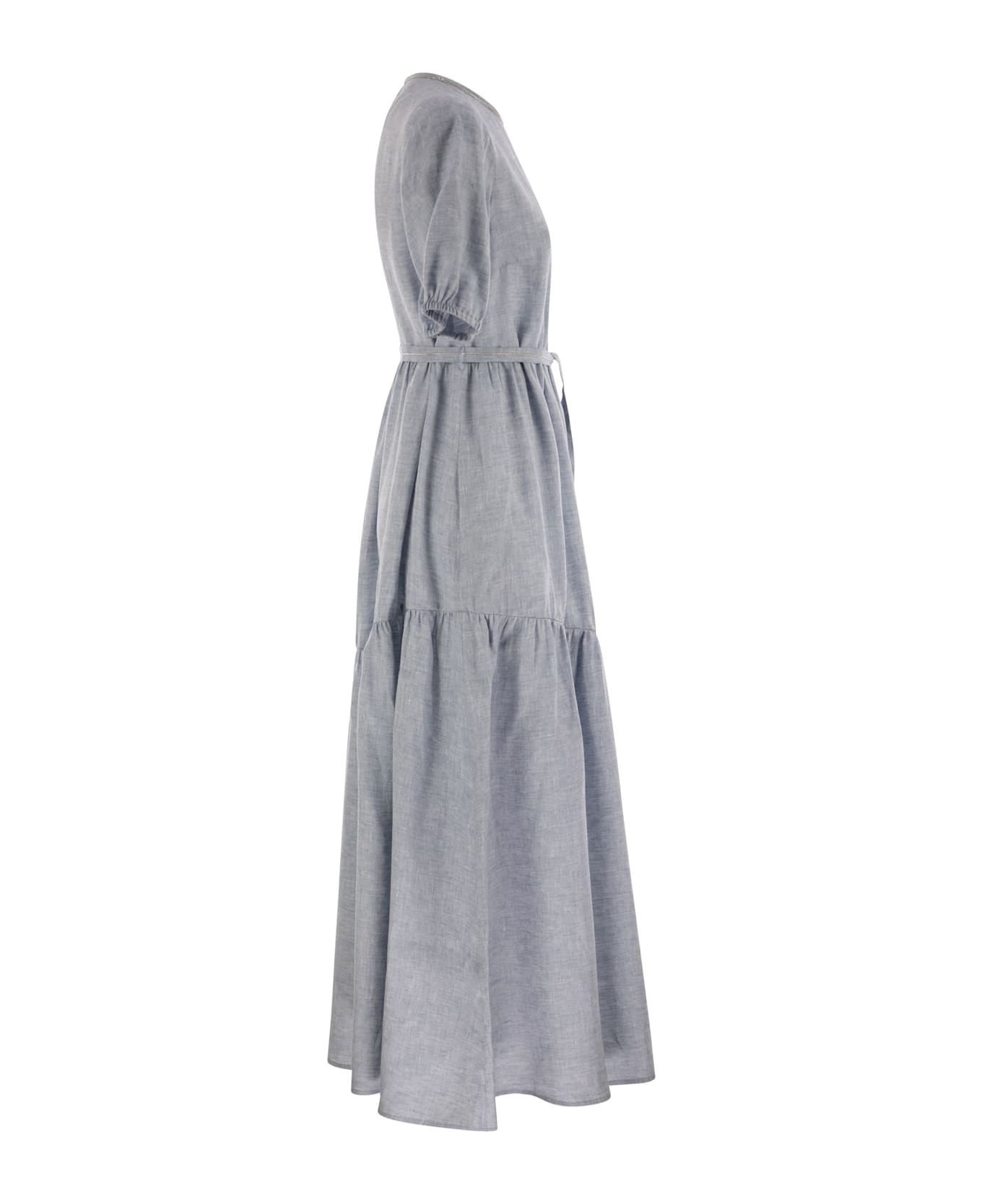 Peserico Long Dress In Pure Linen - Light Blue ワンピース＆ドレス