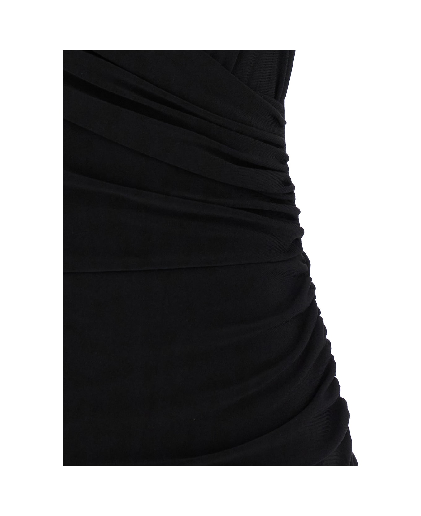 Norma Kamali Black Dress With Draped Details And Bare Shoulders In Tech Fabric Woman - Black