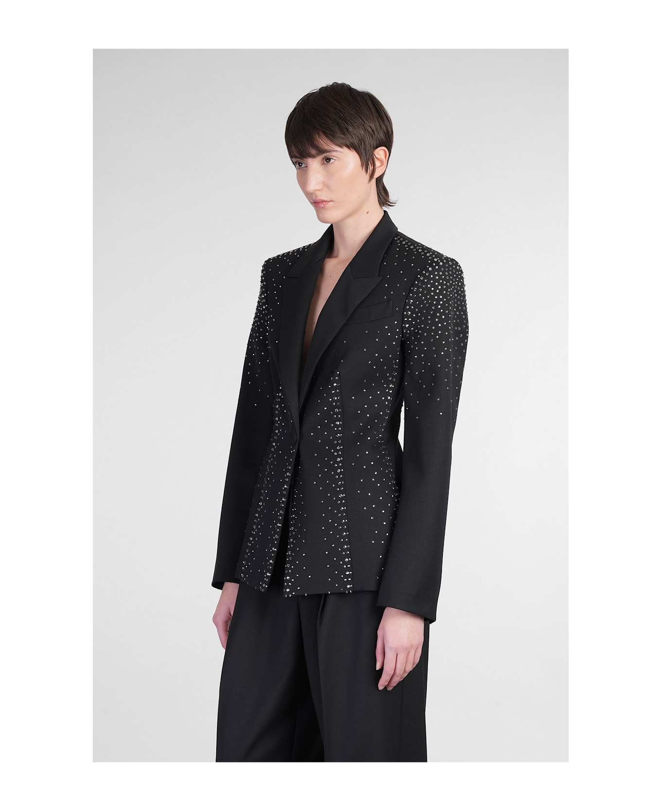 The Attico Blazer In Black Wool - black
