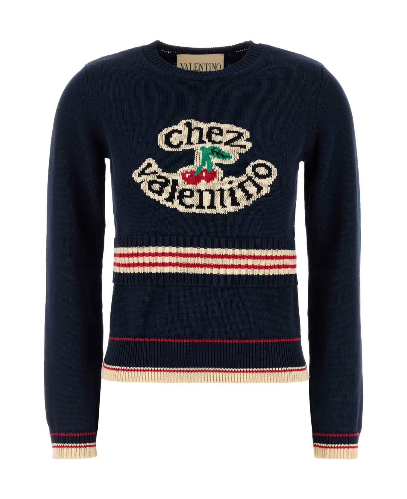 Valentino Garavani Navy Blue Cotton Sweater - NAVYBETULLA