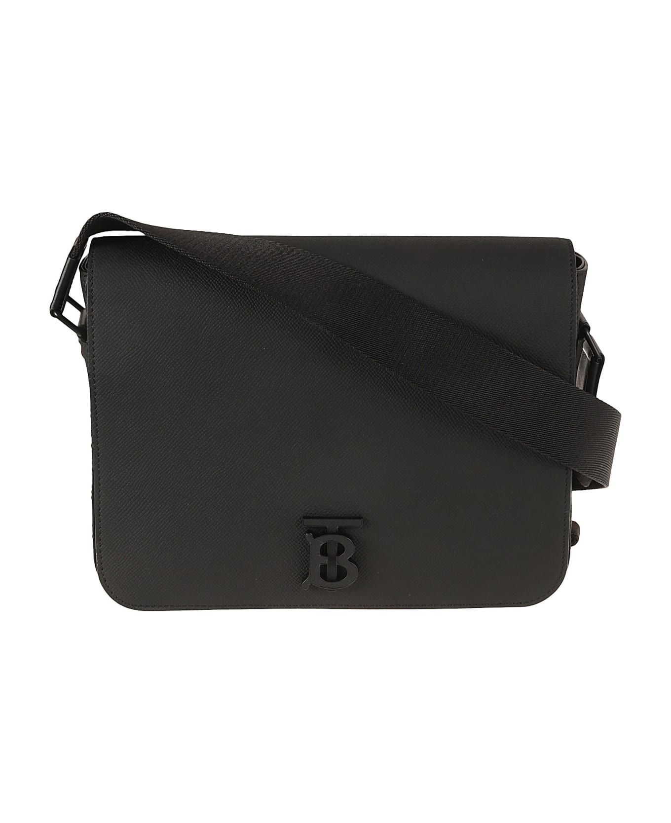Burberry Logo Flap Shoulder Bag - Black