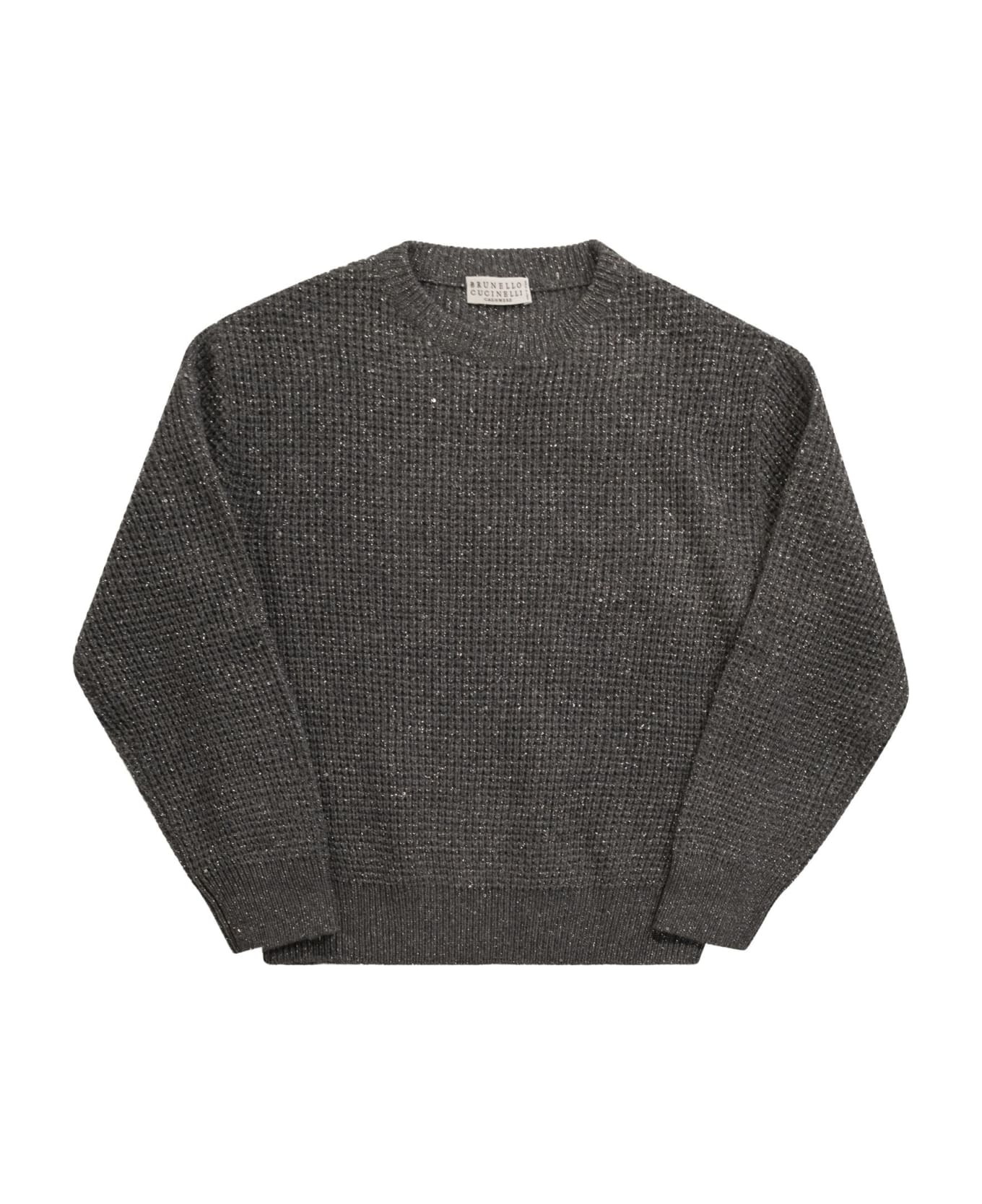 Brunello Cucinelli Sparkling & Dazzling Cashmere And Wool Sweater Waffle Stitch - Plum