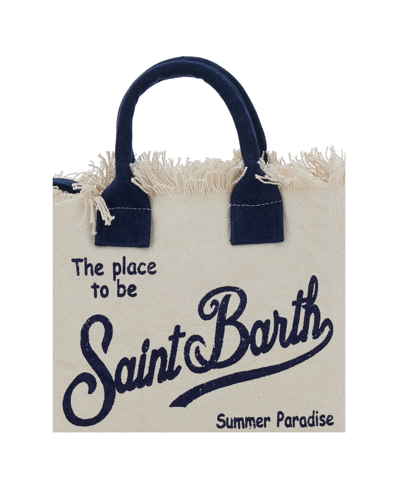MC2 Saint Barth 'colette' White Handbag With Logo Embroidery On The Front And Adjustable And Removable Shoulder Strap In Cotton Girl - White