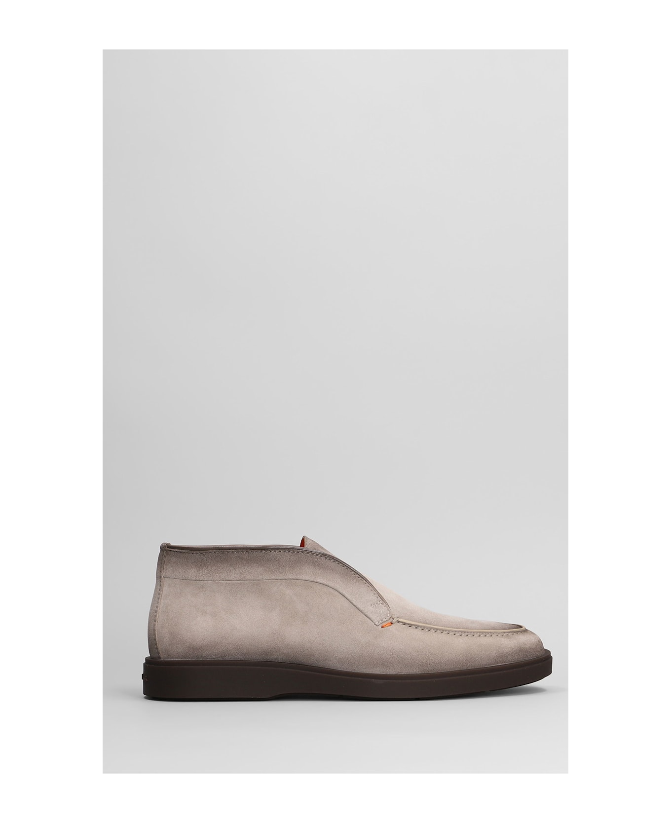 Santoni Dragon Loafers In Grey Suede - grey