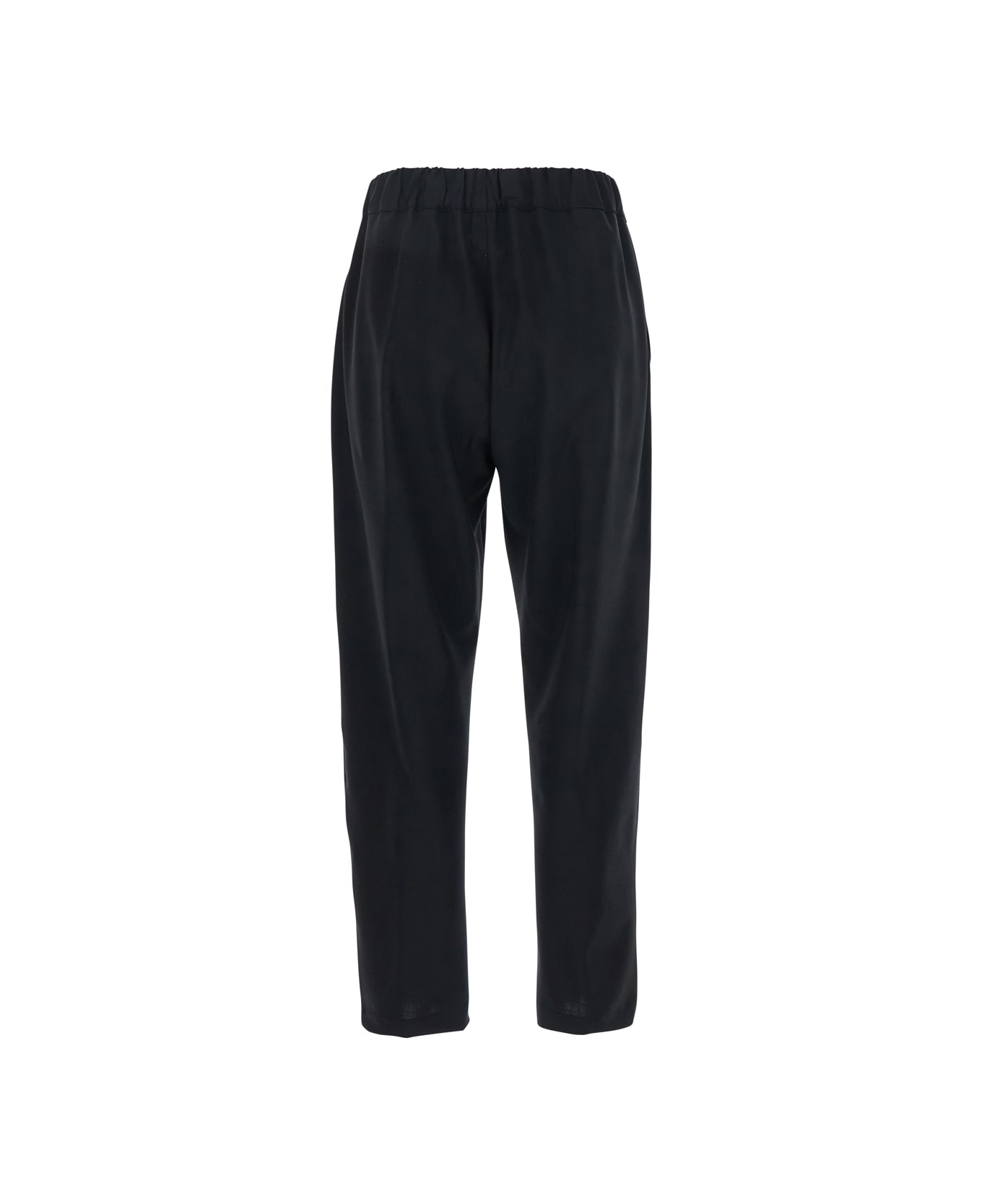 SEMICOUTURE 
buddy
 Black Pants With Drawstring Waist In Virgin Wool Blend Woman - Black