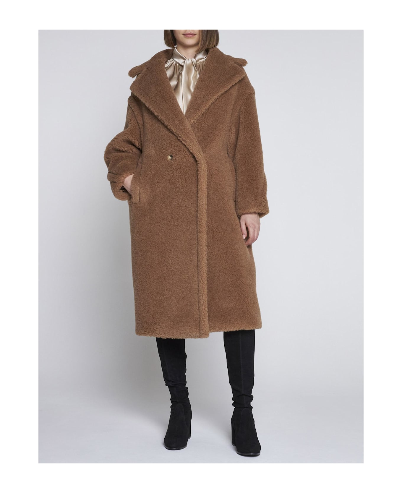 Max Mara Teddy Camel And Silk Coat - BROWN