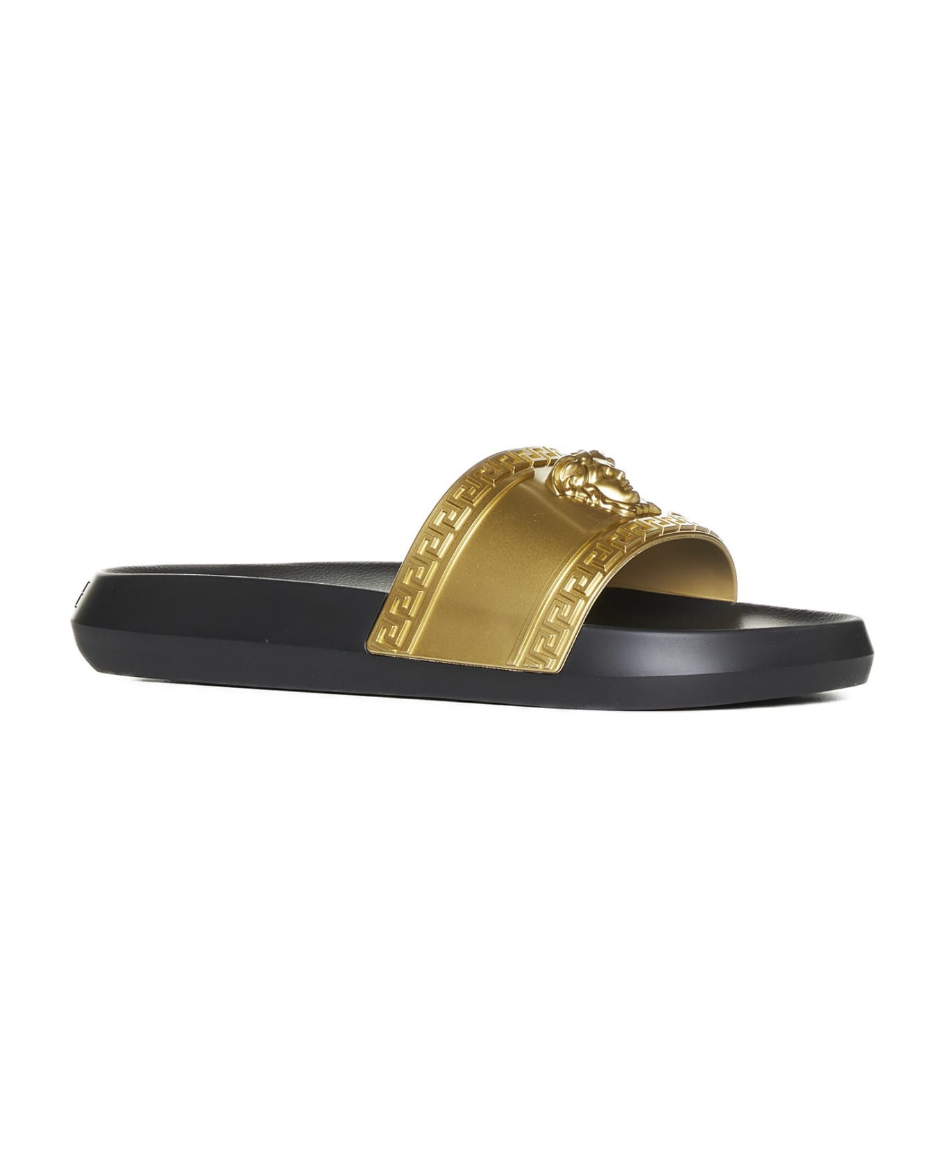 Versace Palazzo Slide Sandals - Gold Black その他各種シューズ