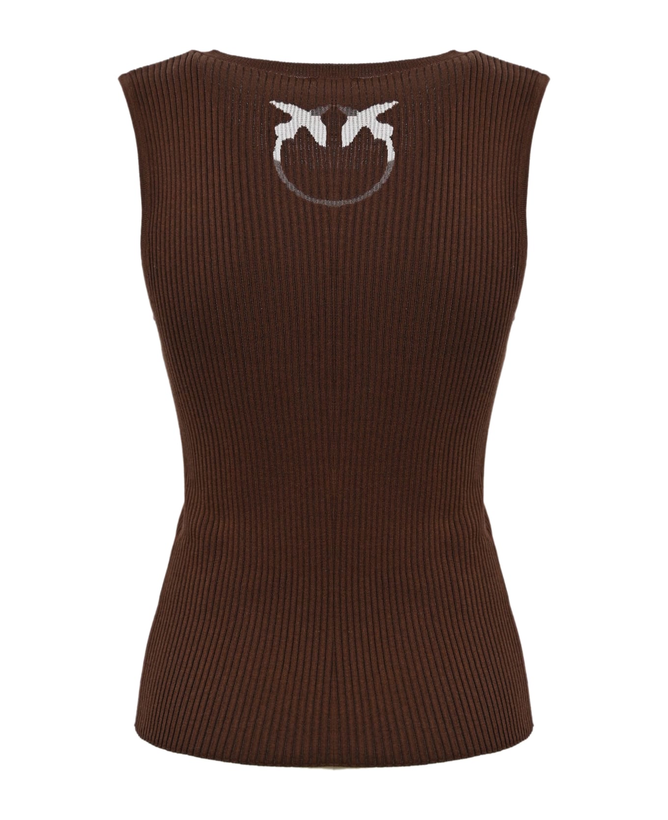 Pinko Silk Blend Tank Top - Brown