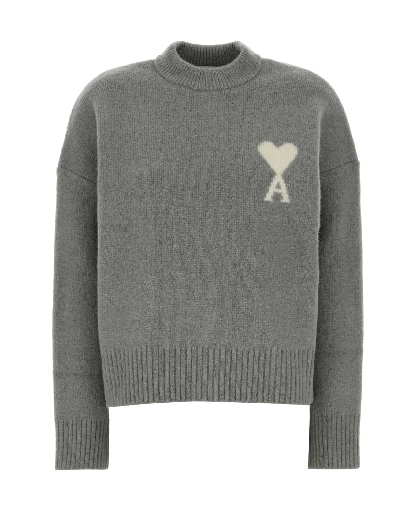 Ami Alexandre Mattiussi Grey Stretch Alpaca Blend Sweater - GRISECRU