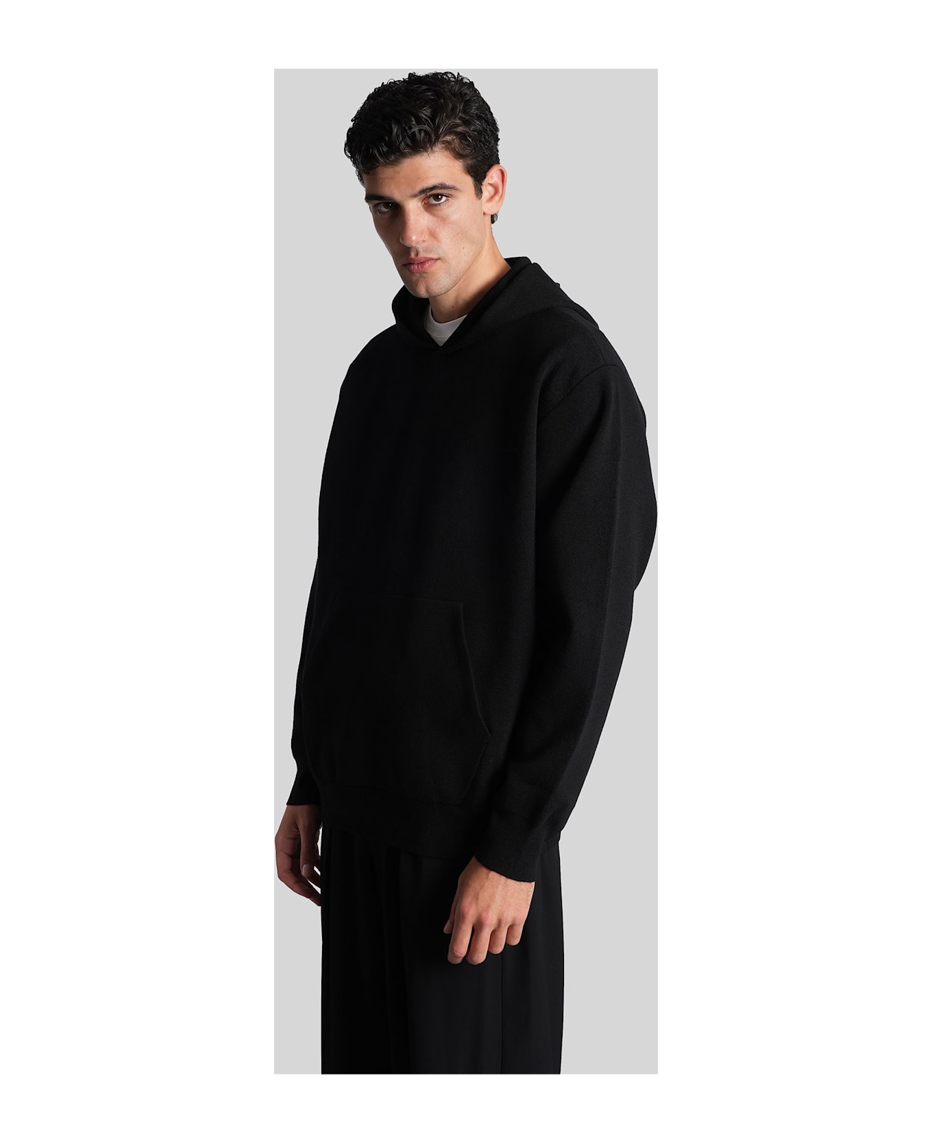 Attachment Sweatshirt In Black Wool - black