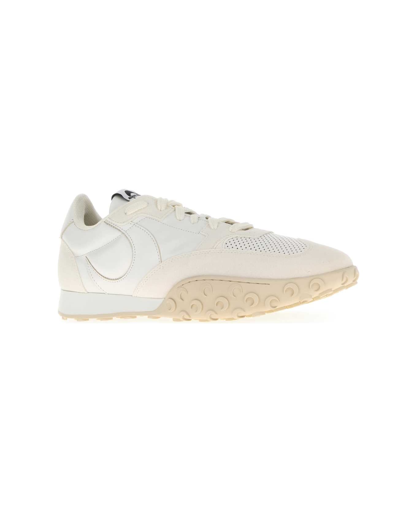 Marine Serre White Leather And Suede Ms Rise Sneakers - WHITE