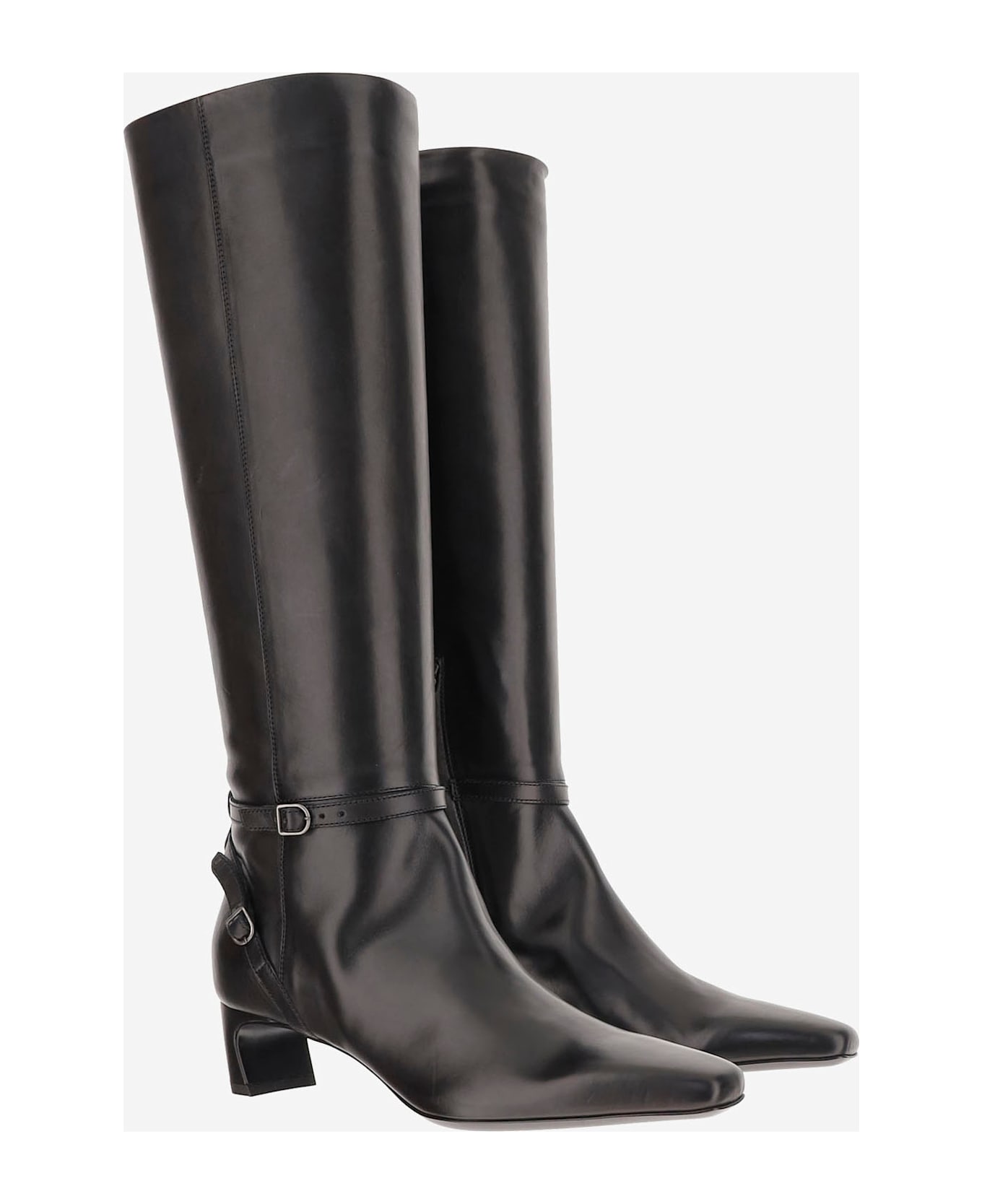 Sartore Leather Boots With Buckle Details - Black