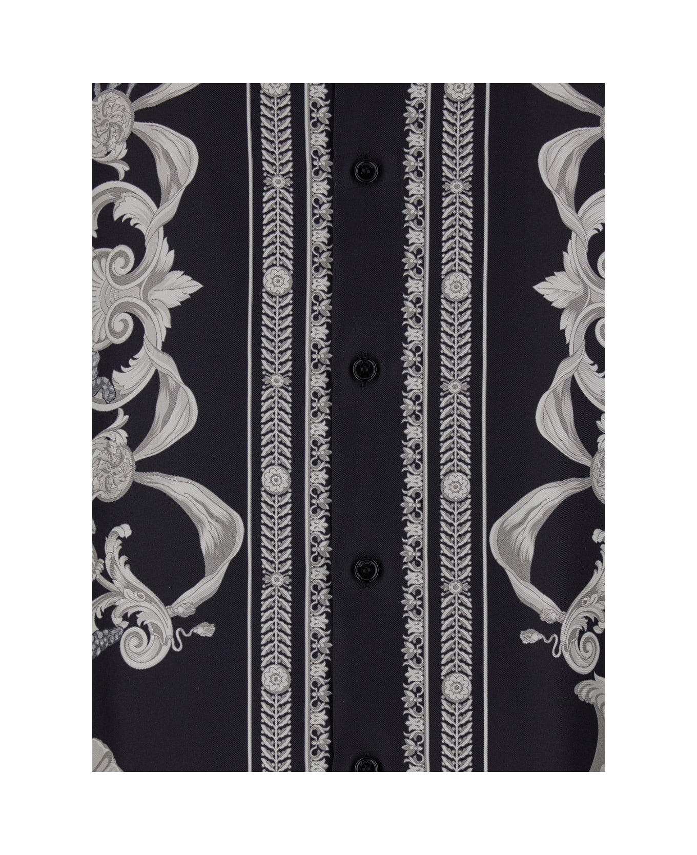 Versace Sea Printed Long Sleeved Buttoned Shirt - Black