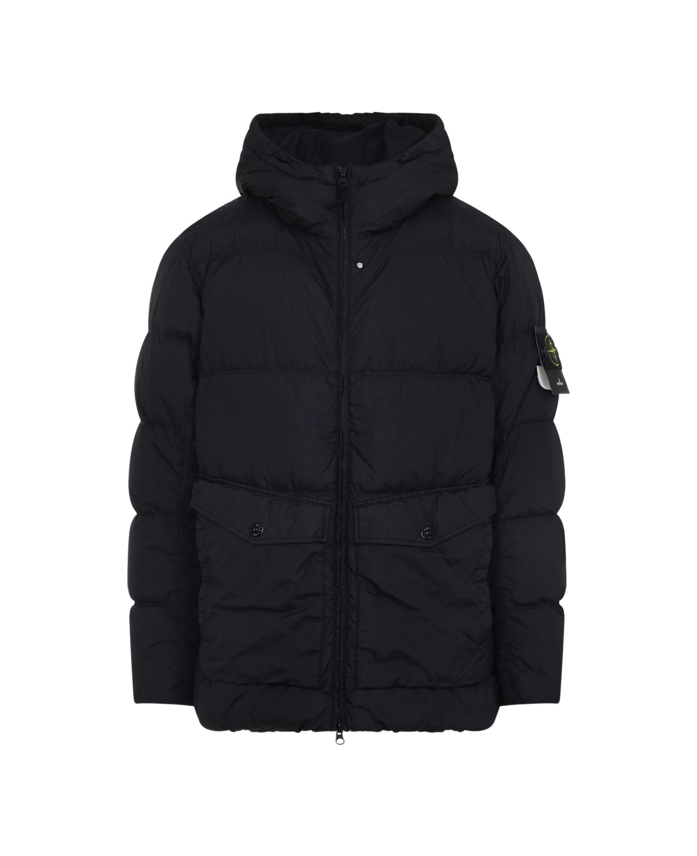Stone Island Nylon Hooded Down Jacket - Black