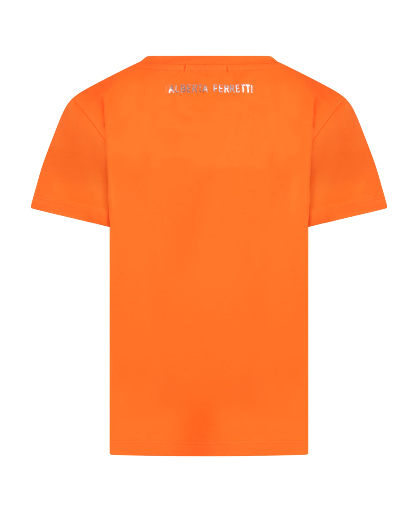 Alberta Ferretti Orange T-shirt For Girl With Silver Logo - Orange
