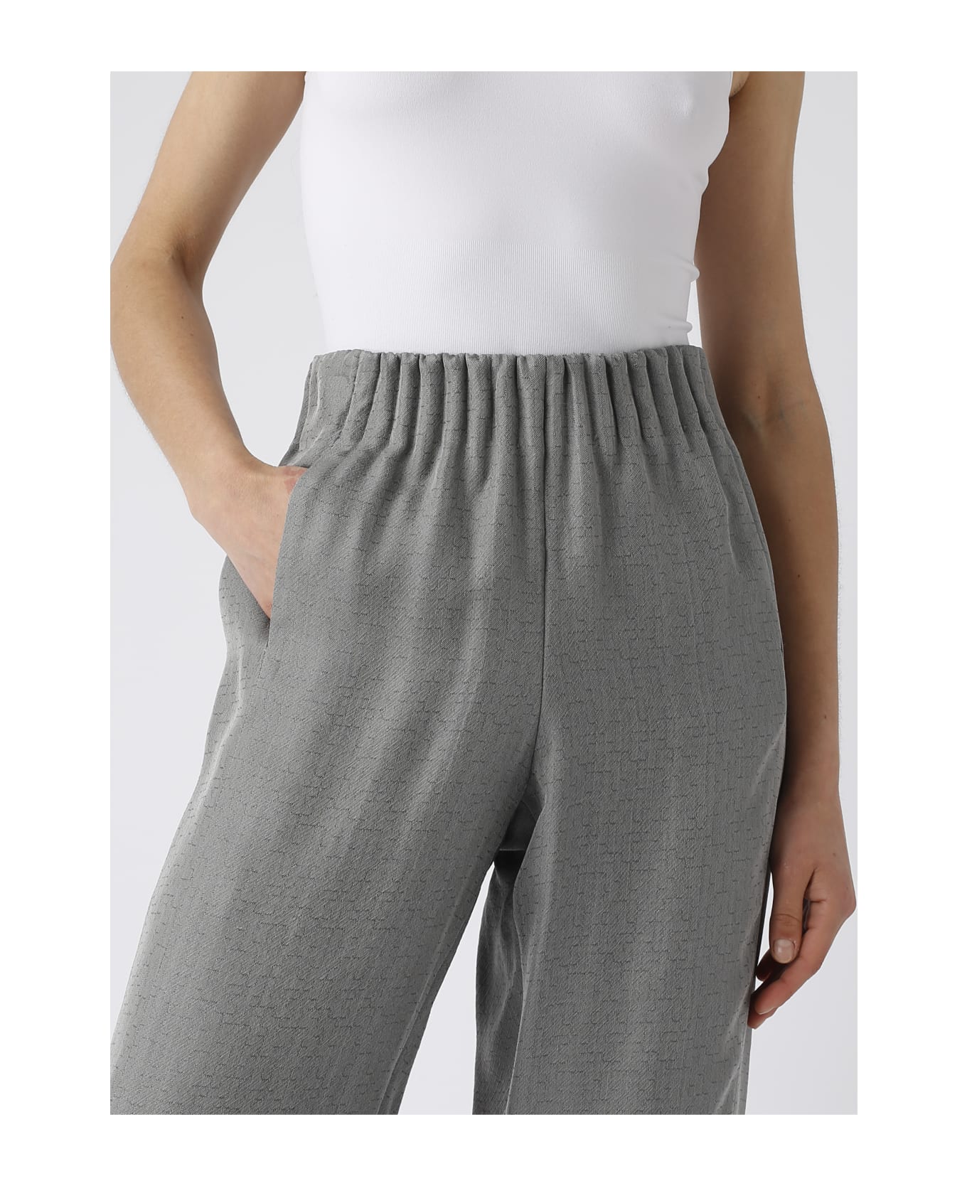 Emporio Armani Lyocell Trousers - GRIGIO PERLA