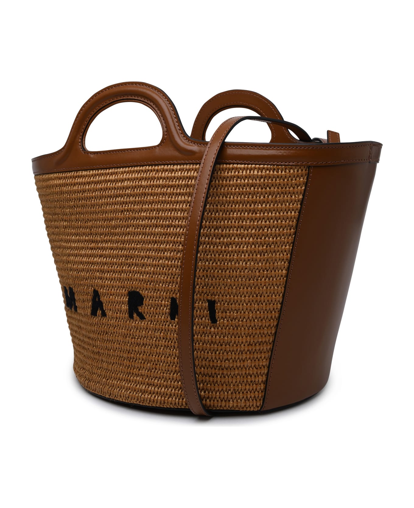 Marni Brown Leather Blend Tropical Bag Marni トートバッグ