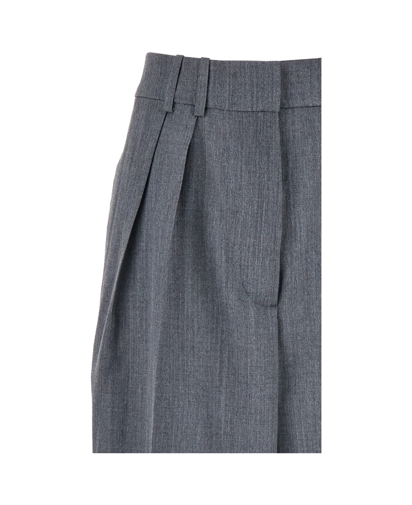 Róhe Wide Leg Double Pleated Trousers - Grey ボトムス