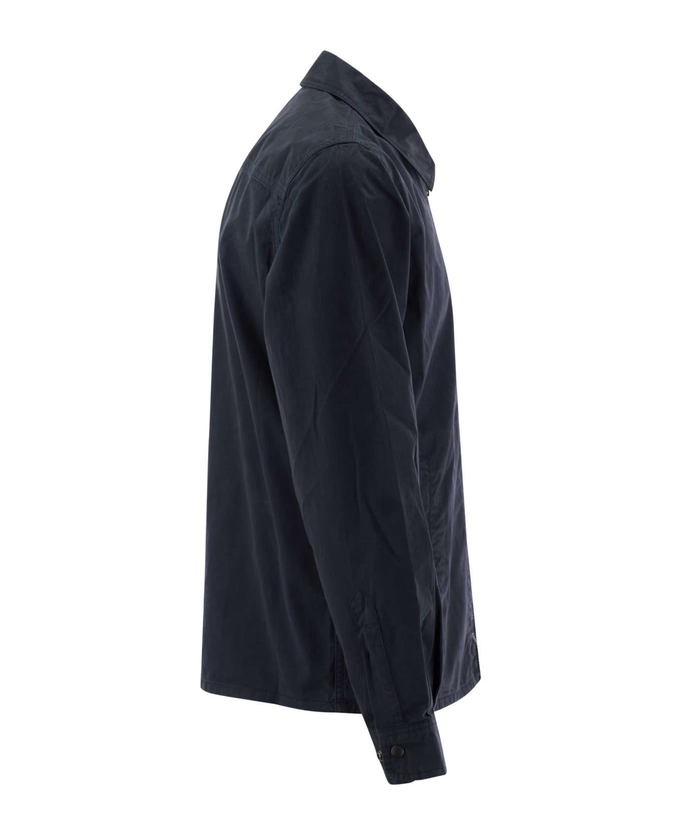 Woolrich Garment-dyed Shirt Jacket In Pure Cotton - Blu