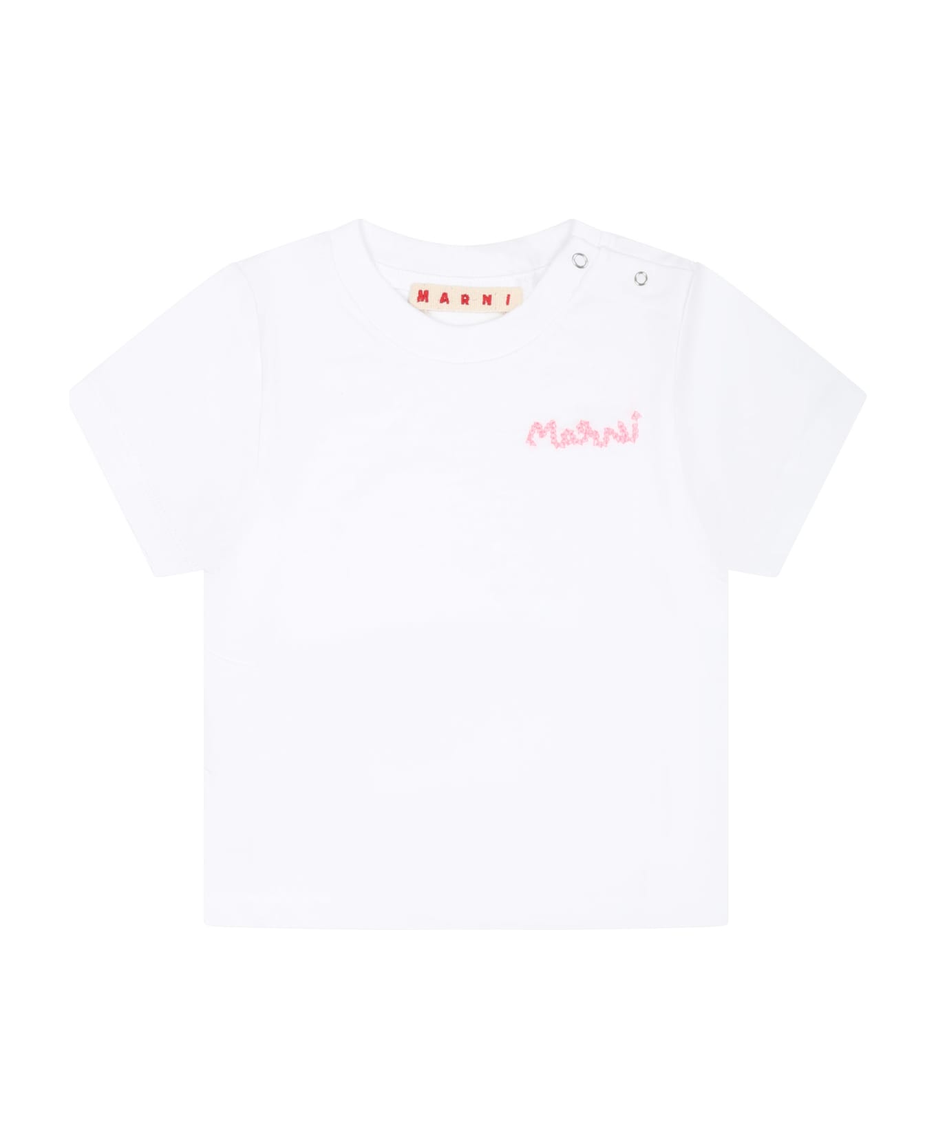 Marni White T-shirt For Baby Girl With Logo - White