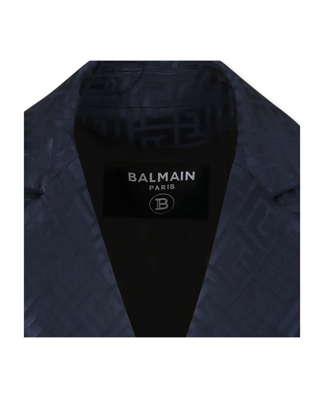 Balmain Blue Jacket For Boy With Labyrinth - Blue
