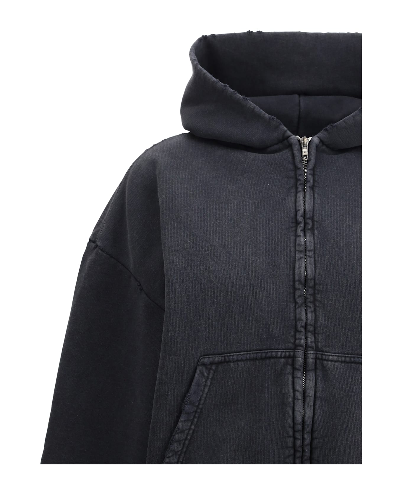 Balenciaga Zip-up Hoodie - Faded Washed Black
