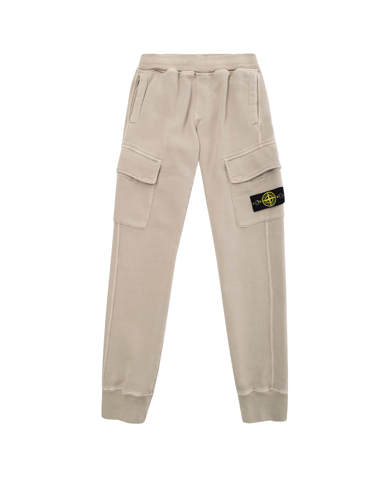 Stone Island Junior Gray Pants With Removable Compass Logo On The Leg In Cotton Boy - Grey