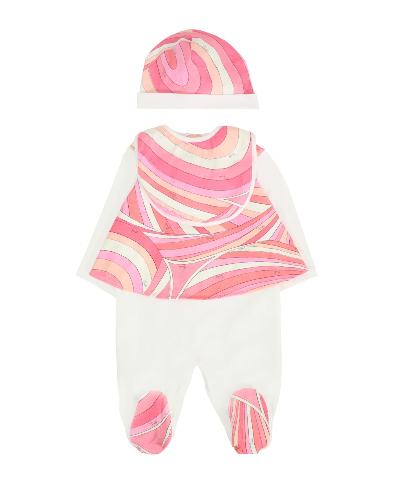 Pucci Pink Suit For Baby Girl With Print - Pink ボディスーツ＆セットアップ