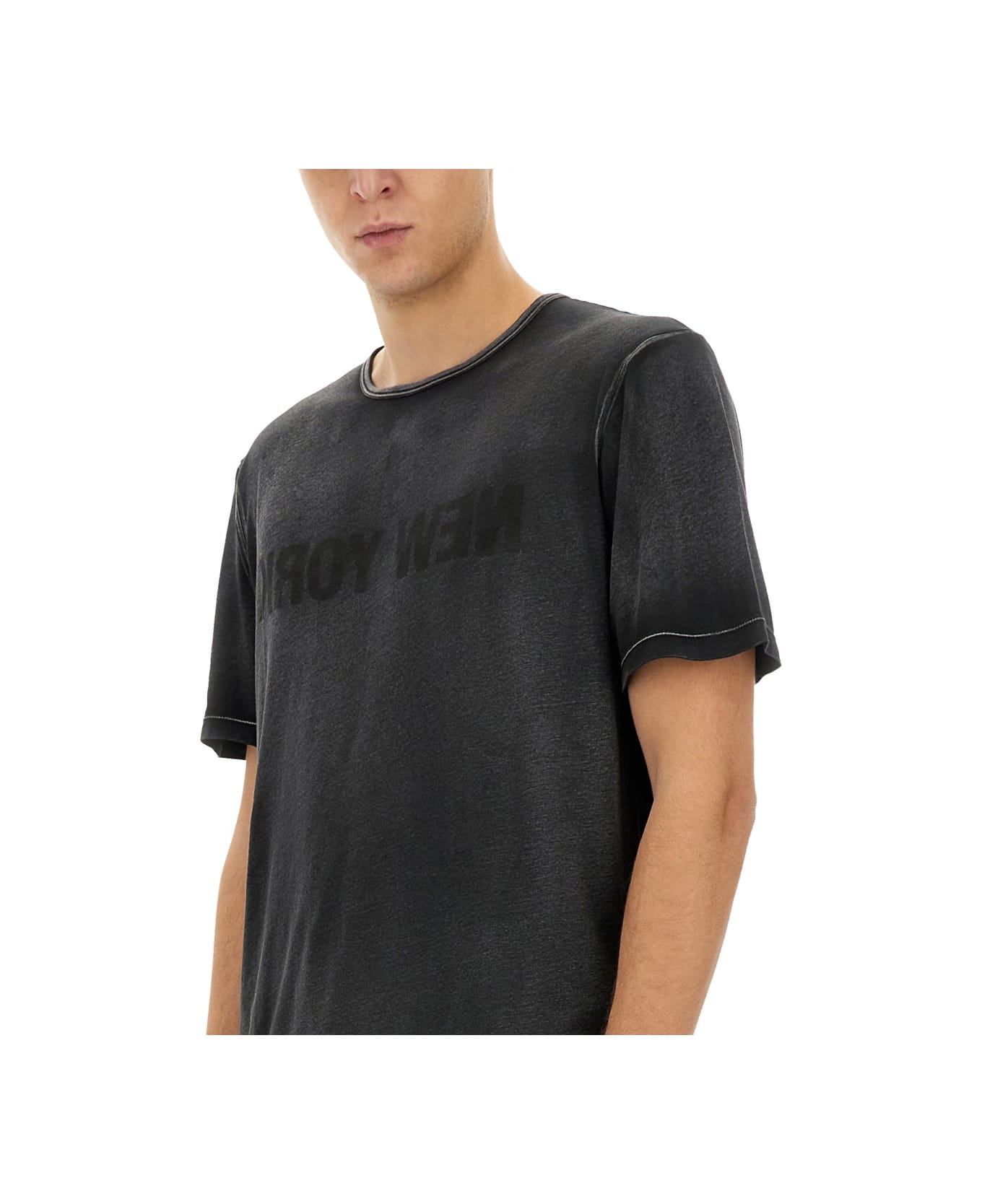 Helmut Lang "garment-dyed New York" T-shirt - BLACK