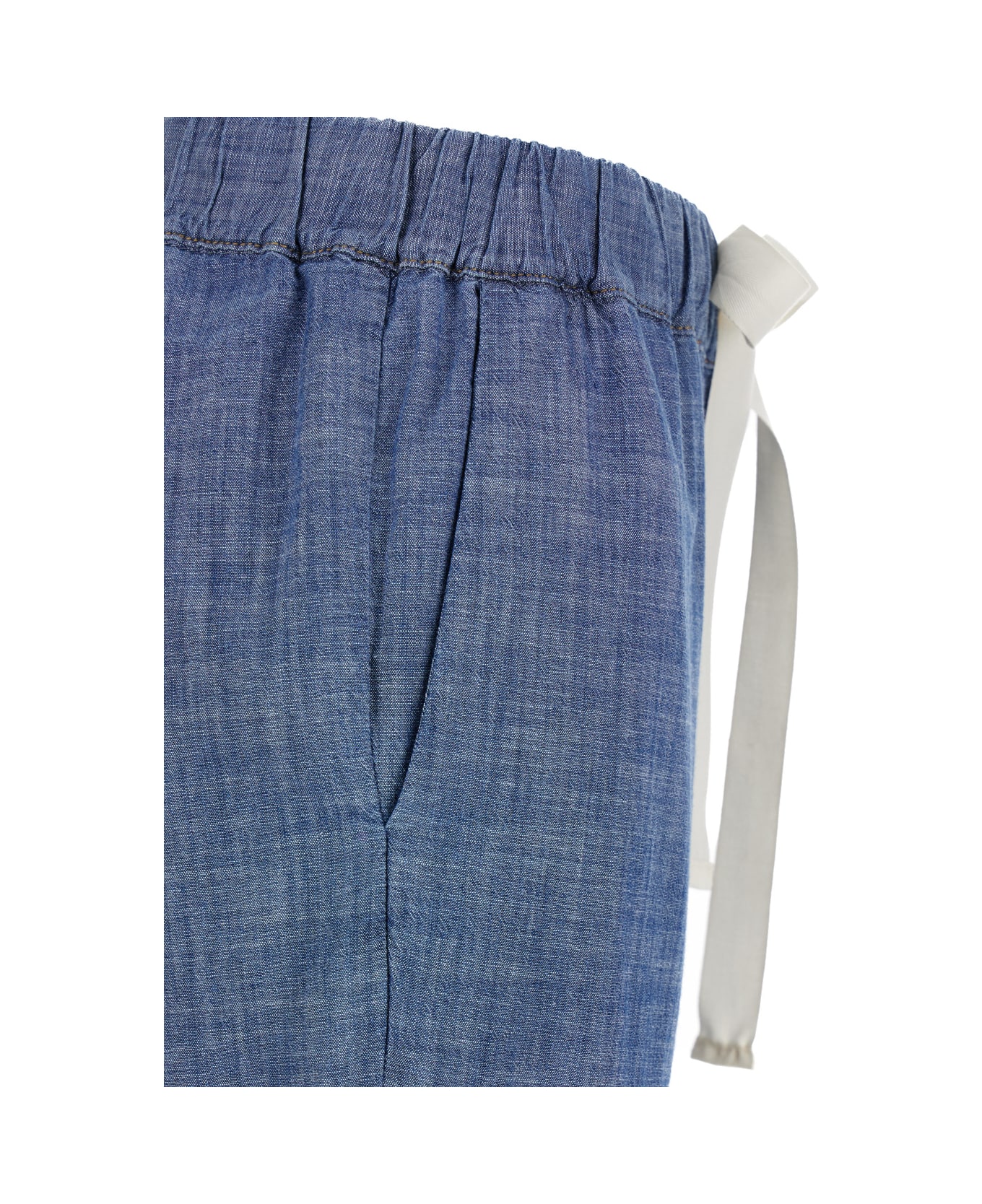 SEMICOUTURE Light Blue Pants With Contrasting Drawstring In Cotton Woman - Blu