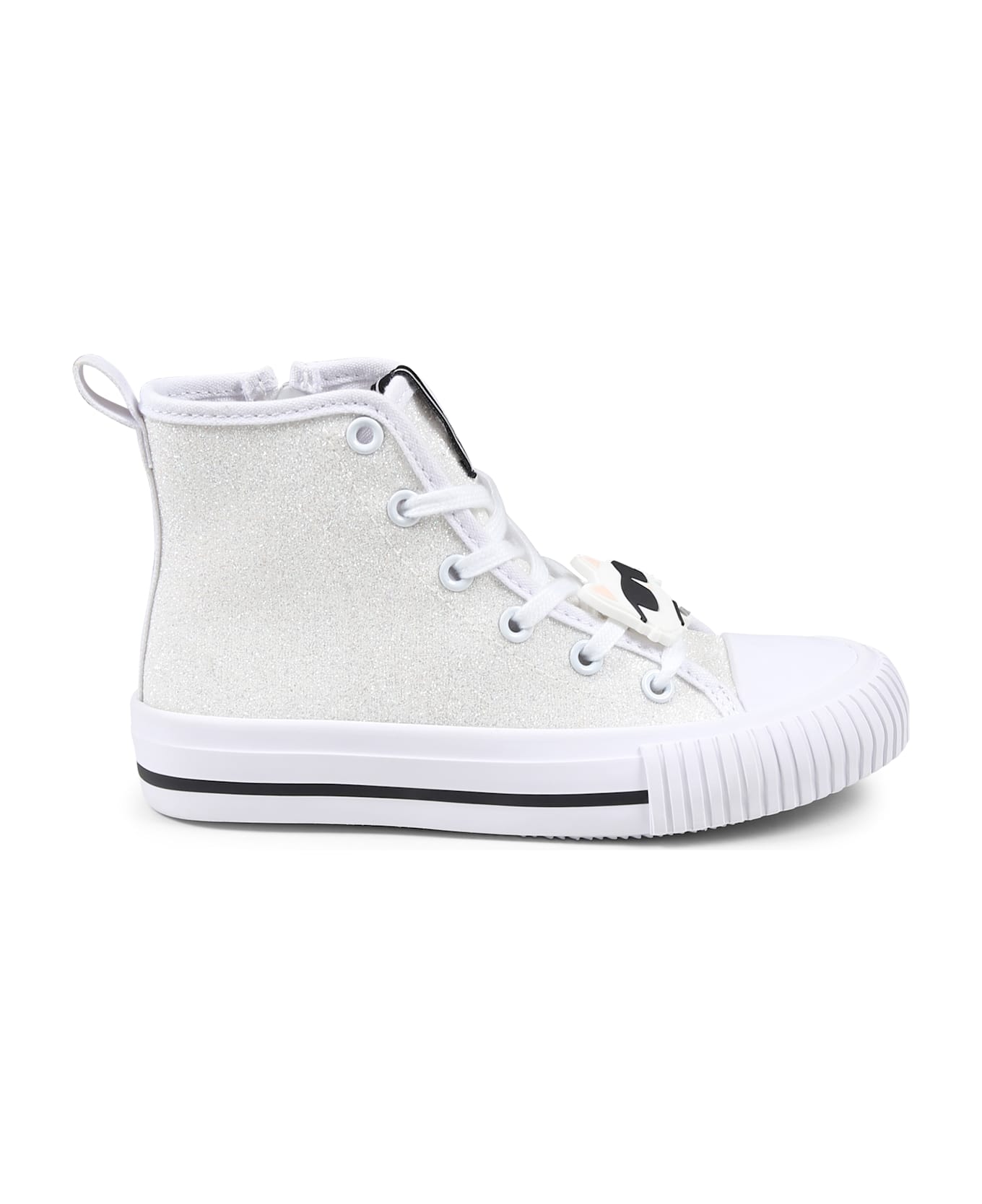 Karl Lagerfeld Kids White Sneakers For Girl With Choupette And Karl Lagerfeld - White