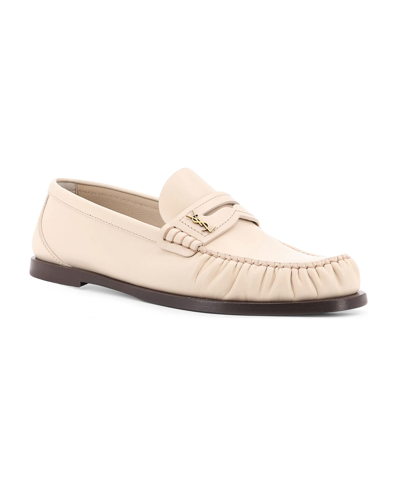 Saint Laurent Laurent 05 Leather Loafers - White
