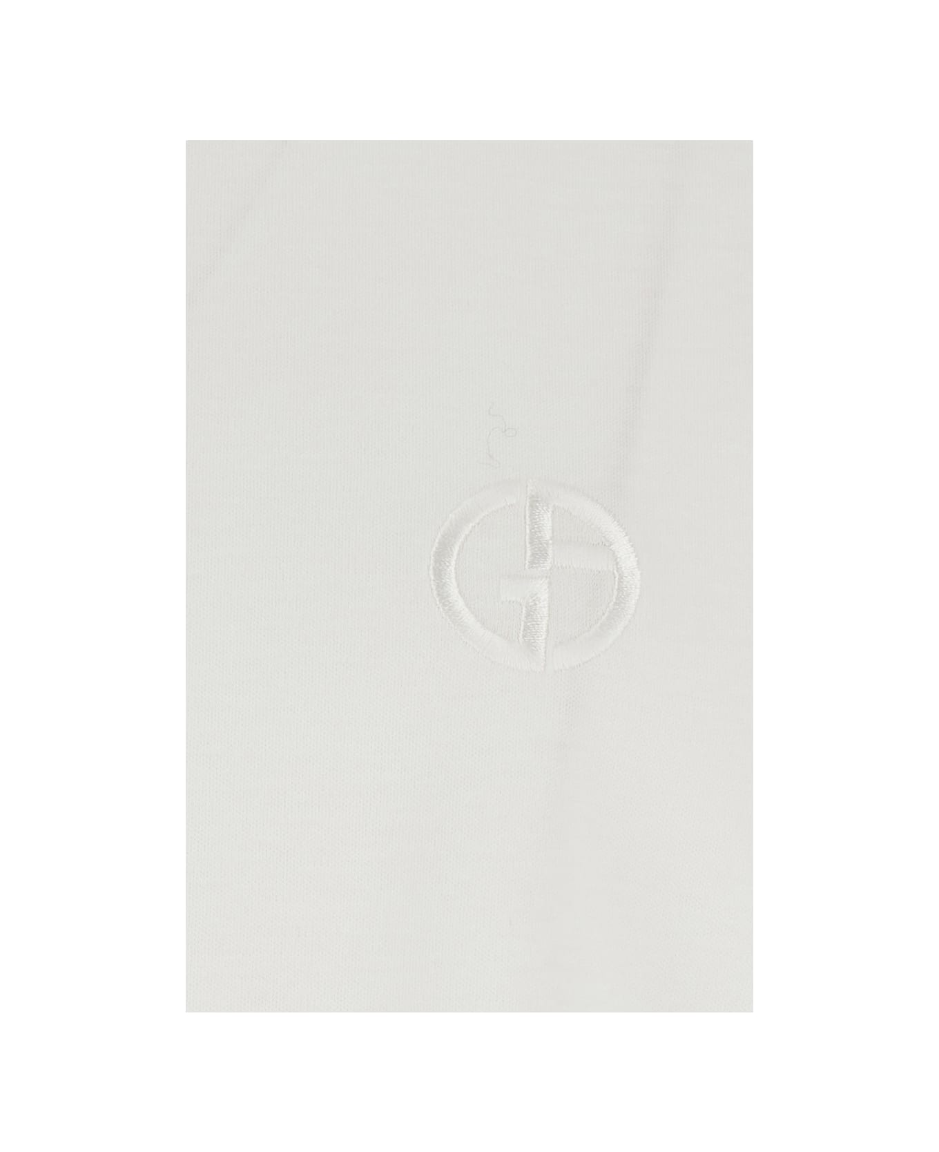 Giorgio Armani White T-shirt With Embroidered Logo On The Front In Cotton Man - White