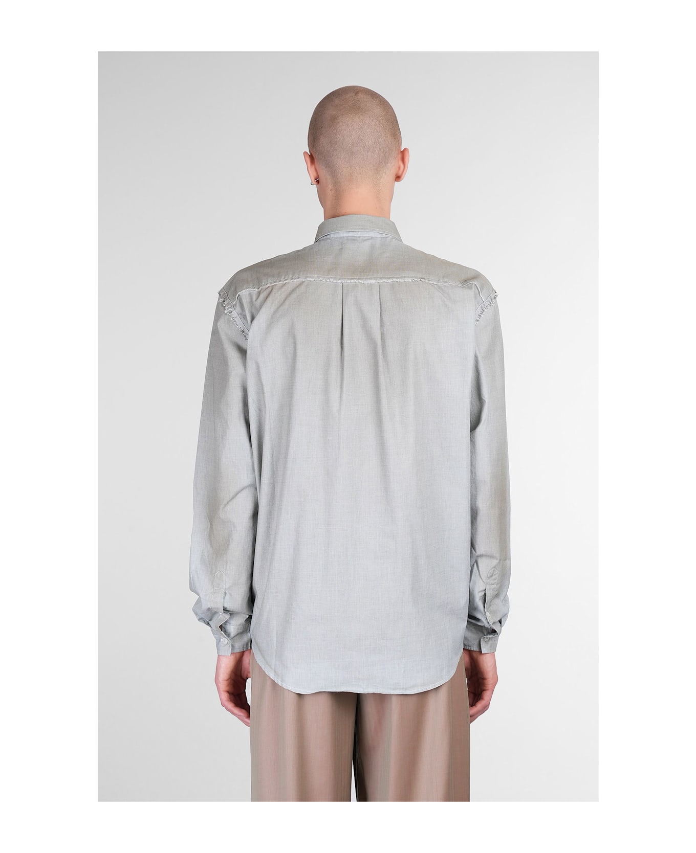 Paura Erzin Shirt In Grey Cotton - grey