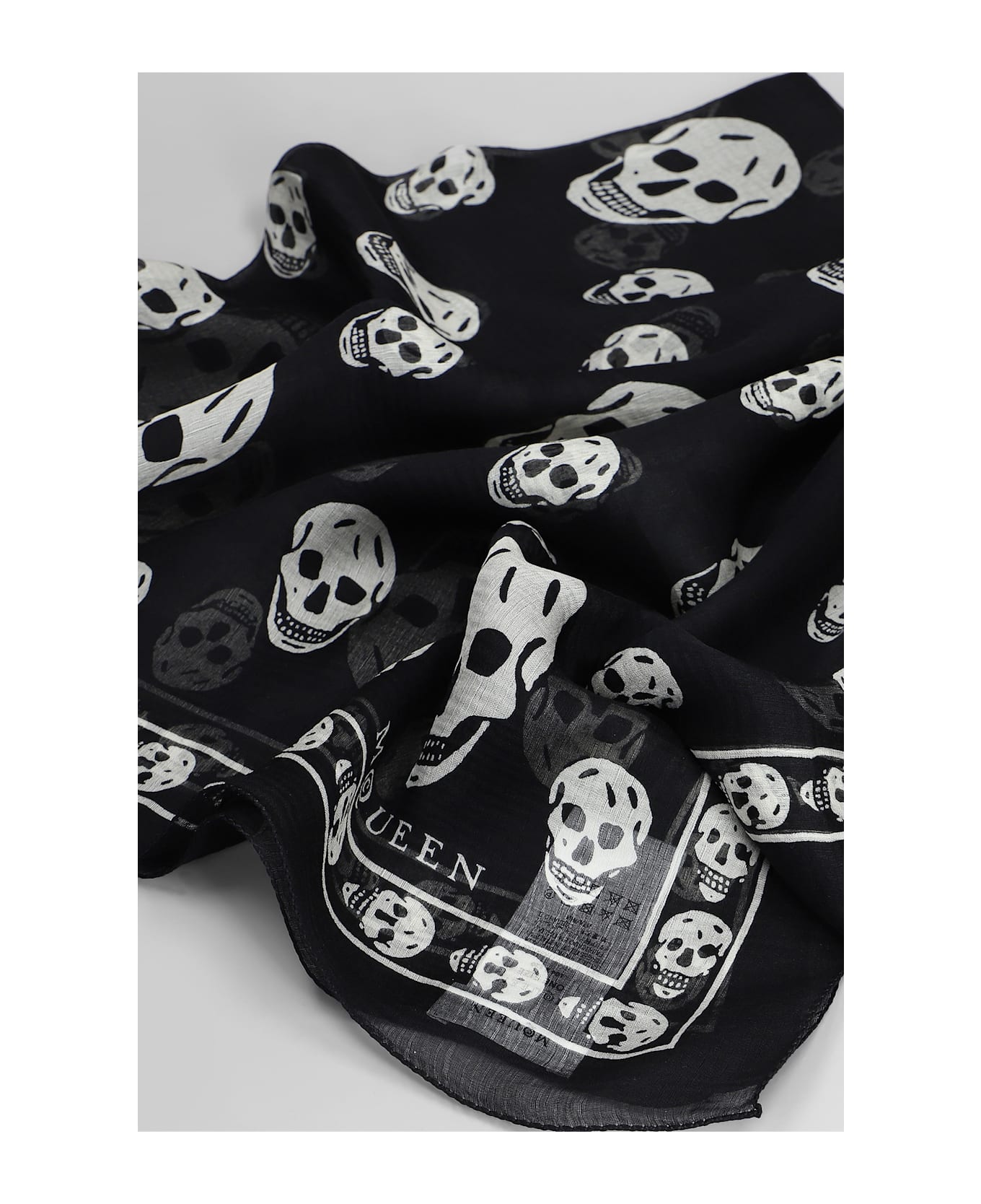 Alexander McQueen Foulard In Black Silk - BLACK